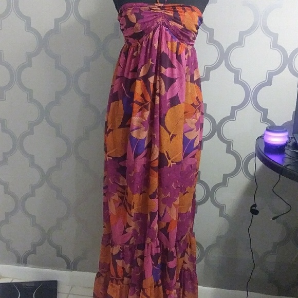 H&M Dresses & Skirts - H&M Floral Maxi Dress Pink Purple Orange Halter